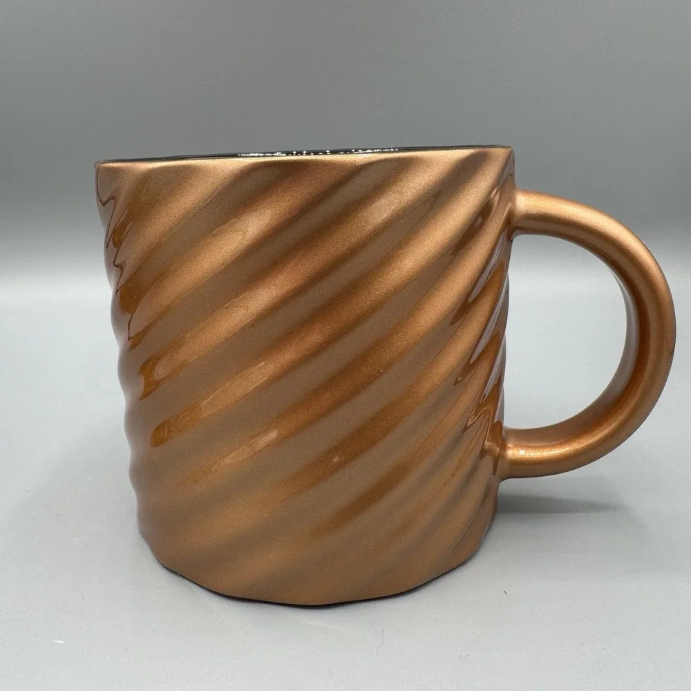 Starbucks 2024 Brown Gold Ceramic Coffee Mug Cup 14 Oz
